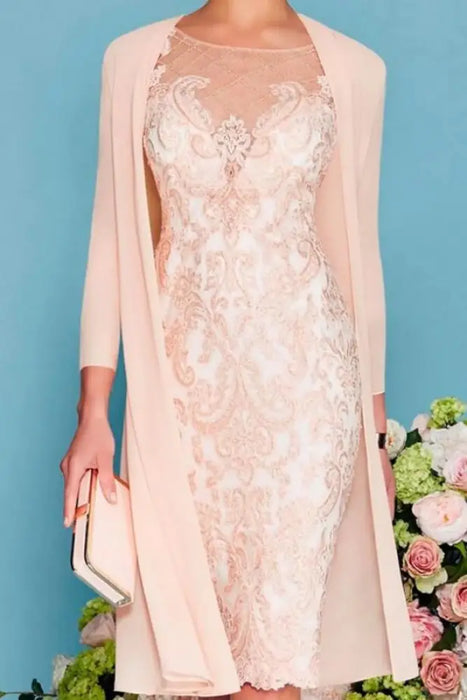 Two Piece Mermaid Mother of the Bride Dress Chiffon 3/4 Sleeves Wedding Guest Outfits - Prom Dresses