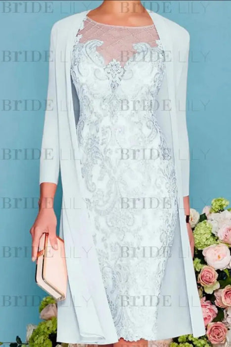 Two Piece Mermaid Mother of the Bride Dress Chiffon 3/4 Sleeves Wedding Guest Outfits - Prom Dresses