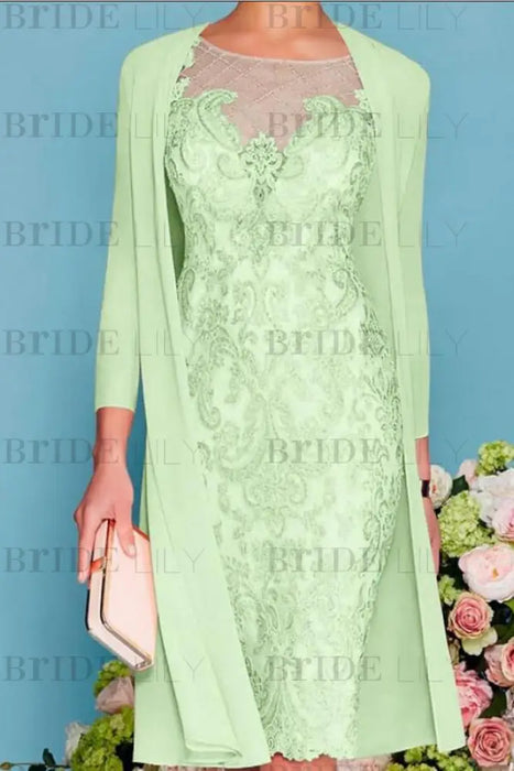 Two Piece Mermaid Mother of the Bride Dress Chiffon 3/4 Sleeves Wedding Guest Outfits - Prom Dresses