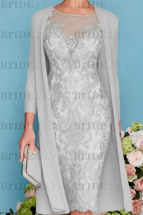Two Piece Mermaid Mother of the Bride Dress Chiffon 3/4 Sleeves Wedding Guest Outfits - Prom Dresses
