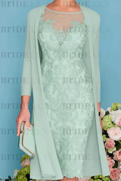 Two Piece Mermaid Mother of the Bride Dress Chiffon 3/4 Sleeves Wedding Guest Outfits - Prom Dresses