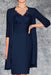 Ink Blue Two Piece Ruffle Chiffon Mother of the Bride Outfit Lace Short Wedding Guest Dress - Prom Dresses