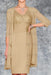 Gold Two Piece Ruffle Chiffon Mother of the Bride Outfit Lace Short Wedding Guest Dress - Prom Dresses