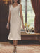 2-Piece V-Neck Chiffon Mother of the Bride Dress Set with Knee-Length Jacket and Sequins
