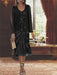 2-Piece V-Neck Chiffon Mother of the Bride Dress Set with Knee-Length Jacket and Sequins