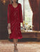 2-Piece V-Neck Chiffon Mother of the Bride Dress Set with Knee-Length Jacket and Sequins