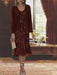 2-Piece V-Neck Chiffon Mother of the Bride Dress Set with Knee-Length Jacket and Sequins