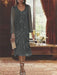 2-Piece V-Neck Chiffon Mother of the Bride Dress Set with Knee-Length Jacket and Sequins