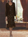 2-Piece V-Neck Chiffon Mother of the Bride Dress Set with Knee-Length Jacket and Sequins