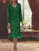 2-Piece V-Neck Chiffon Mother of the Bride Dress Set with Knee-Length Jacket and Sequins