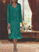 2-Piece V-Neck Chiffon Mother of the Bride Dress Set with Knee-Length Jacket and Sequins