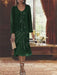 2-Piece V-Neck Chiffon Mother of the Bride Dress Set with Knee-Length Jacket and Sequins