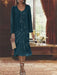 2-Piece V-Neck Chiffon Mother of the Bride Dress Set with Knee-Length Jacket and Sequins