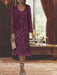 2-Piece V-Neck Chiffon Mother of the Bride Dress Set with Knee-Length Jacket and Sequins