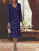 2-Piece V-Neck Chiffon Mother of the Bride Dress Set with Knee-Length Jacket and Sequins