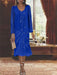 2-Piece V-Neck Chiffon Mother of the Bride Dress Set with Knee-Length Jacket and Sequins
