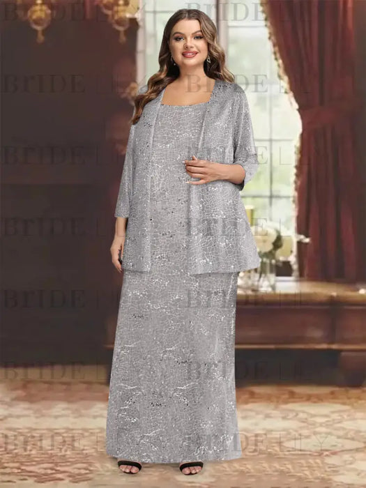 Ankle-length Chiffon Mother of the Bride Dress with Sequins and Jacket