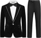 Two Pieces Velvet Formal Boys Suits Black Tuxedo Outfits Regular Fit for Wedding Birthday - Photo color / 2