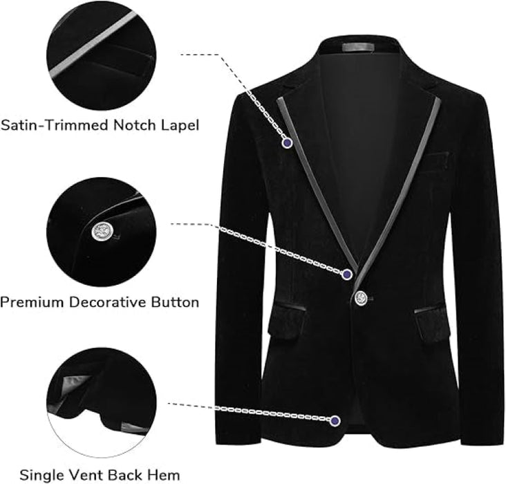 Two Pieces Velvet Formal Boys Suits Black Tuxedo Outfits Regular Fit for Wedding Birthday