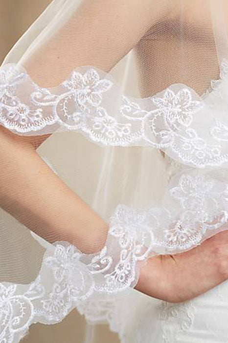 Two Tiered Veil for Bridal Wedding Veils With Lace