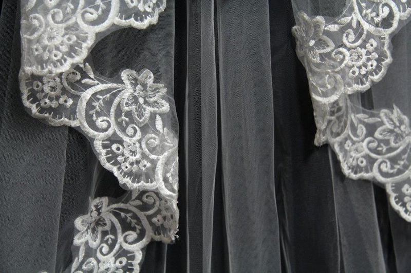 Two Tiered Veil for Bridal Wedding Veils With Lace