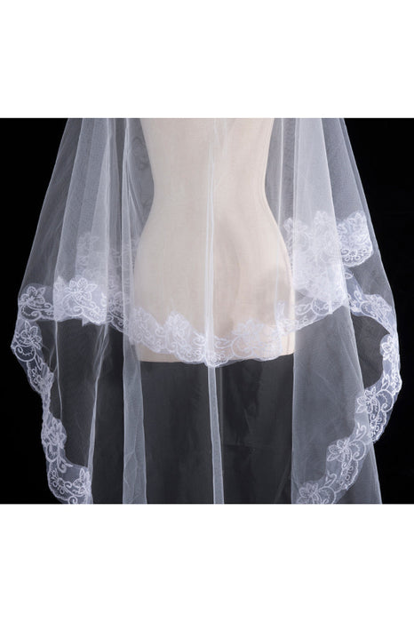 Two Tiered Veil for Bridal Wedding Veils With Lace