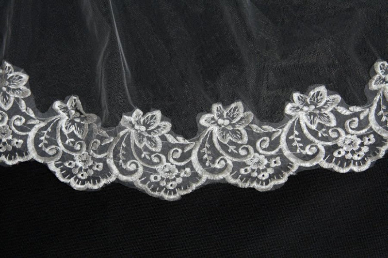 Two Tiered Veil for Bridal Wedding Veils With Lace