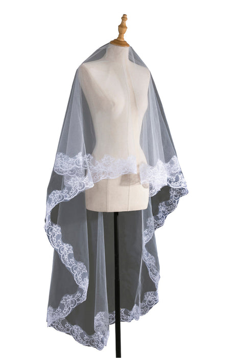 Two Tiered Veil for Bridal Wedding Veils With Lace
