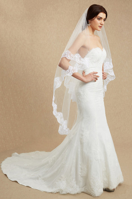 Two Tiered Veil for Bridal Wedding Veils With Lace
