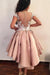Unique Cap Sleeves High Low Sheer Neck Homecoming Dress Cocktail Dresses with Lace - Prom Dresses