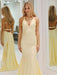 Unique Open Back Mermaid Prom Dress Evening Dress Sleeveless Daffodil