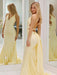 Unique Open Back Mermaid Prom Dress Evening Dress Sleeveless daffodil