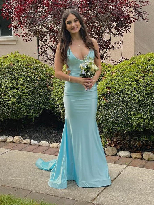 Unique Open Back Mermaid Prom Dress Evening Dress Sleeveless 