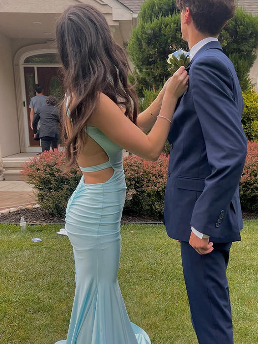 Unique Open Back Mermaid Prom Dress Evening Dress Sleeveless
