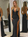 Unique Open Back Mermaid Prom Dress Evening Dress Sleeveless Black