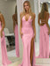 Unique Open Back Mermaid Prom Dress Evening Dress Sleeveless Pink