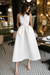 Unique Tea Length Satin Party Spaghetti Straps Backless Prom Dress - Prom Dresses