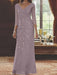V-Neck 3/4 Sleeve Floor-Length Sequined Mother of the Bride Sheath Dress