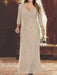 V-Neck 3/4 Sleeve Floor-Length Sequined Mother of the Bride Sheath Dress