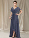 V-Neck A-Line Princess Asymmetrical Mother of the Bride Gown