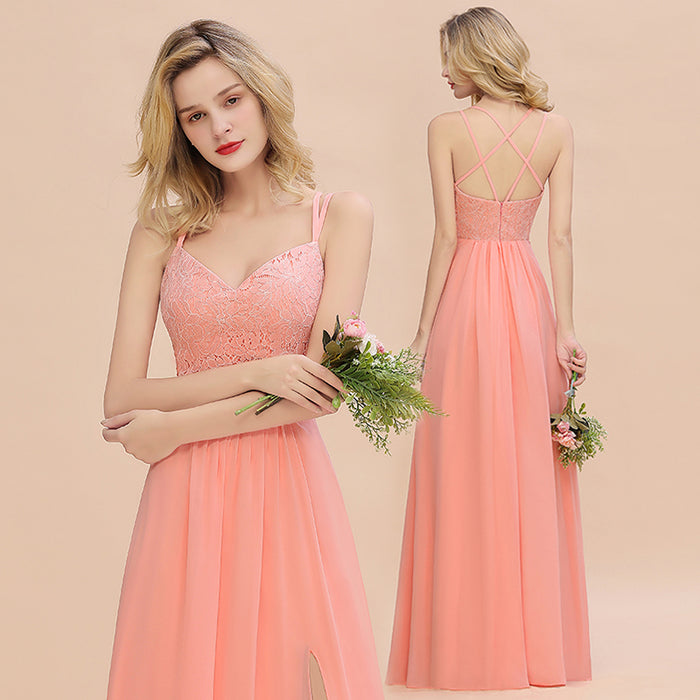 Modest V-Neck Lace Bridesmaid Dress | Buy 3 Get 1 Free-Bridelily Modest V-Neck Lace Bridesmaid Dress | Buy 3 Get 1 Free-Bridelily