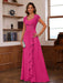 V-Neck A-Line Princess Short Sleeve Dress with Pleats Ruffles & Appliques for Mother of the Bride & Groom