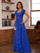 V-Neck A-Line Princess Short Sleeve Dress with Pleats Ruffles & Appliques for Mother of the Bride & Groom