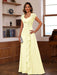 V-Neck A-Line Princess Short Sleeve Dress with Pleats Ruffles & Appliques for Mother of the Bride & Groom