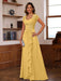 V-Neck A-Line Princess Short Sleeve Dress with Pleats Ruffles & Appliques for Mother of the Bride & Groom