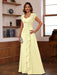 V-Neck A-Line Princess Short Sleeve Dress with Pleats Ruffles & Appliques for Mother of the Bride & Groom