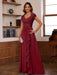 V-Neck A-Line Princess Short Sleeve Dress with Pleats Ruffles & Appliques for Mother of the Bride & Groom