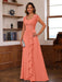 V-Neck A-Line Princess Short Sleeve Dress with Pleats Ruffles & Appliques for Mother of the Bride & Groom
