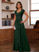 V-Neck A-Line Princess Short Sleeve Dress with Pleats Ruffles & Appliques for Mother of the Bride & Groom