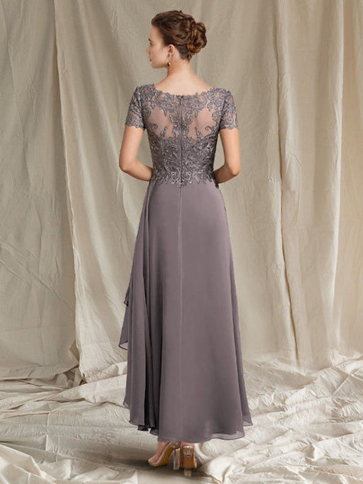 V-Neck A-Line Princess Tea-Length Dresses for the Mother of the Bride